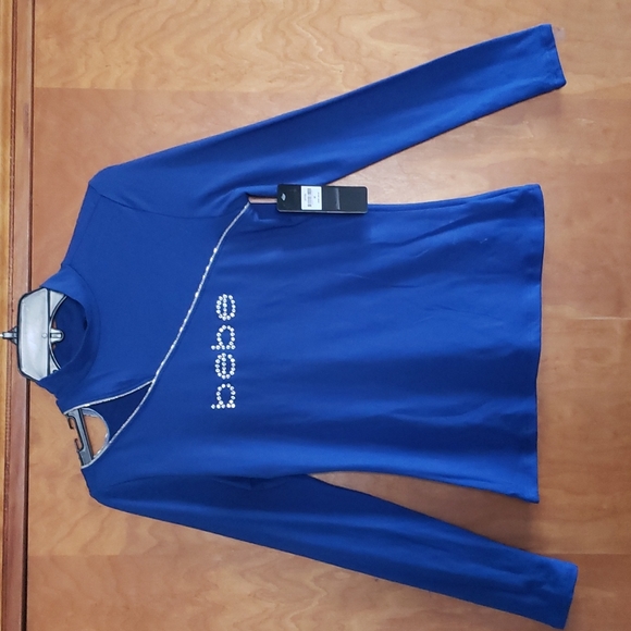 Bebe Rhinestone Logo Long Sleeve Top - Picture 3 of 8